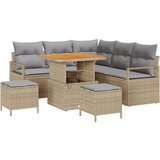  Set od 8 komada vrtnog kauča s jastučićima bež poly rattan akacija 2-sjedalice vrtnog kauča s jastučićima bež poly rattan 3 ko | shoptok.hr