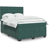 vidaXL Box spring postelja z vzmetnico temno zelen 140x190 cm žamet | Shoptok.si