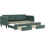  The Living Store Izvlečna dnevna postelja s predali temno zelena 80x200 cm žamet - Izvlečna Dnevna Postelja, (21458065) | Shoptok.si