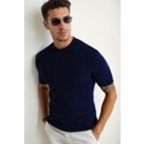 Dewberry 33307 Mens Crew Neck Short Sleeve Thin Knit Sweater-NAVY | shoptok.hr