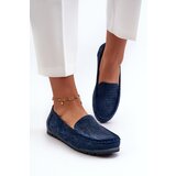 S. BARSKI Navy Blue Women's Suede Moccasins S.Barski LR755 | Shoptok.si