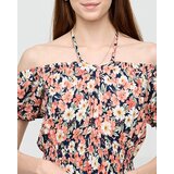Resti Long navy blue women's dress with coral flowers - Clothing | Shoptok.si