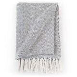 vidaXL Pamučni pokrivač s uzorkom riblje kosti 220x250 cm sivi | shoptok.hr