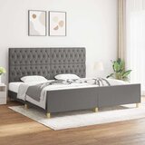  Posteljni okvir z vzglavjem temno siv 200x200 cm blago, (20736252) Cene