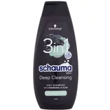 Schwarzkopf Schauma Men Deep Cleansing 3in1 večnamenski šampon z aktivnim ogljem in glino za moške