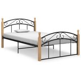 Furnova Posteljni okvir črna kovina in trdna hrastovina 120x200 cm, (21939994) | Shoptok.si
