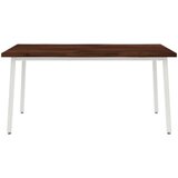  Stol za blagovanje s prirodnim rubom 160 x 80 x 75 cm - tamno smeđe i bijele boje 160 x 80 x 75 cm Živi rub | shoptok.hr
