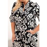 Kesi Włoski Plus size women's viscose set with geometric print black | Shoptok.si
