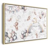  Slika - Toy Bears with Balloons - Flying Plush Bears Among Balloons Clouds and Rainbows in Subtle Pastel Hues 60x40 U prirodnom | shoptok.hr