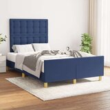  Okvir za krevet s uzglavljem plavi 120 x 200 cm od tkanine Cijene