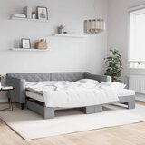 vidaXL Izvlečna dnevna postelja z vzmetnicami siva 100x200 cm blago Cene