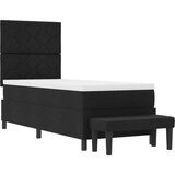 vidaXL vzmetnična postelja z vzmetnico in klopjo Črna 80x200 cm Tkanina, (22083672) | Shoptok.si