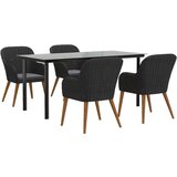  5-dijelni vrtni blagovaonski set s jastucima crni | shoptok.hr