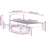 vidaXL Okvir kreveta bez madraca bijeli 75 x 190 cm masivna borovina | shoptok.hr