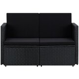 Maison Chic Vrtni kavč - Zunanji kavč dvosed z blazinami črn poli ratan, (22043963) | Shoptok.si