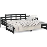  Izvlečna dnevna postelja črna trdna borovina 2x(90x200) cm, (20601221) | Shoptok.si