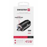 Swissten punjač za auto, 2xUSB-C, brzi, 45W, crni | shoptok.hr