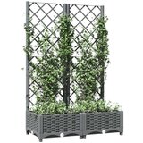vidaXL Cvetlično korito z oporno mrežo svetlo sivo 80x40x121,5 cm PP Cene