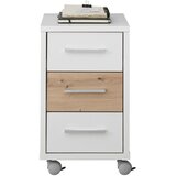 XORA PREDALNIK NA KOLESCIH bela, barve hrasta | Shoptok.si