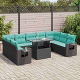  Vrtna garnitura - 10-dijelni set vrtnih sofa s jastucima crni poliratana bagrem - Crna sa spremištem 1 | shoptok.hr