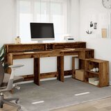  Radni stol s LED svjetlima boja starog drva 200x104x91cm drveni | shoptok.hr