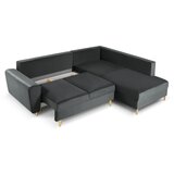 Cosmopolitan Design Tamno siva baršunasti sklopiva/s prostorom za odlaganje kutna garnitura (s desnim kutom/u obliku slova L) Kyoto – | shoptok.hr