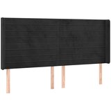  The Living Store Vzglavje z ušesi črno 183x16x118/128 cm žamet - Vzglavje, (21451961) | Shoptok.si