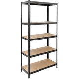 Dedra N1411 metalni skladišni regal 180 × 90 × 40 cm, 5 MDF polic, 175 kg na polici – črn | Shoptok.si