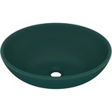 vidaXL Razkošen umivalnik ovalen mat temno zelen 40x33 cm keramičen, (21409292) | Shoptok.si