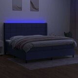  Box spring postelja z vzmetnico LED modra 200x200 cm blago, (20761280) | Shoptok.si
