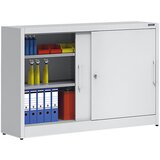 eurokraft pro Omara z drsnimi vrati, višina 1000 mm, s sredinsko predelno steno in 2 x 2 policama, širina 1500 mm, globina 420 mm, vrata svetlo modra | Shoptok.si
