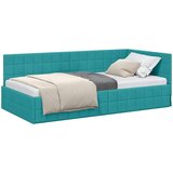  Kutni okvir kreveta s uzglavljem Tirkizna 90 cm x 200 cm Baršun | shoptok.hr