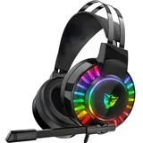 Igraće slušalice 7.1 s RGB pozadinskim osvjetljenjem - Crna