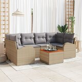 vidaXL 7-delni vrtni sofa set z blazinami bež poli ratan akacija Cene