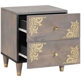 vidaXL Nočna omarica s predalom Siva 40 x 33 x 46 cm trden mangov les | Shoptok.si