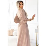 numoco basic Long dress with a wide belt and a Numoco neckline | Shoptok.si