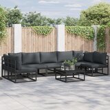 vidaXL Vrtna sedežna garnitura 8 pcs Črna 70 x 70 x 32 cm Aluminij | Shoptok.si