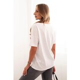 Kesi Women's cotton blouse with a V-neck and LOVE print white | shoptok.hr