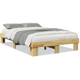 vidaXL posteljni okvir brez vzmetnice 120x190 cm masivni les hrast | Shoptok.si