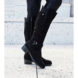 Gemre Black insulated knee-high eco-suede boots Castelvetro | Shoptok.si