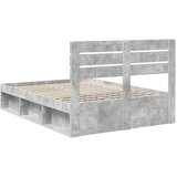  Konstrukcija postelje z vzglavjem Betonsko siva 150 x 200 cm, (5000103352) | Shoptok.si