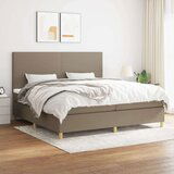  Box spring postelja z vzmetnico taupe 200x200 cm blago | Shoptok.si