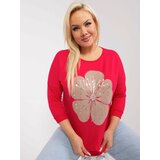 Fashion Hunters Red blouse plus sizes with a round neckline Cene