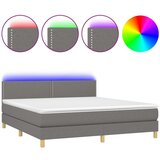 Box spring postelja z vzmetnico LED temno siva 180x200 cm blago, (20937381) | Shoptok.si