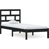  Posteljni okvir črn iz trdnega lesa 75x190 cm 2FT6, (20643764) | Shoptok.si