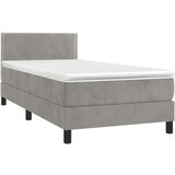 Box spring postelja z vzmetnico svetlo siva 80x200 cm žamet, (20724746) | Shoptok.si
