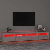 TV ormarić s LED svjetlima siva boja betona 240x35x40 cm | shoptok.hr