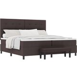  Krevet s kutijom s madracem i klupom tamnosmeđi 200x200 cm Tkanina | shoptok.hr