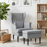  Fotelja s footstoolom 2 kom. Svjetlosiva Tkanina | shoptok.hr