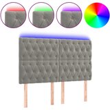 vidaXL LED posteljno vzglavje svetlo sivo 160x7x118/128 cm žamet, (20793878) Cene